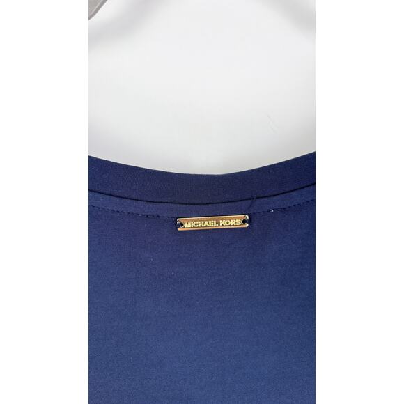 Michael Kors Womens Ladder Short Sleeve Shift Dress Plus Size 2X Midnight Blue - Picture 4 of 6